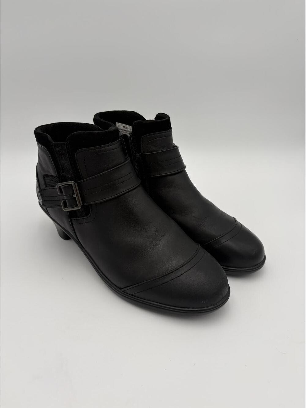 Orthofeet Bioheels Woman’s Size 10.5B 241 Emma Black Leather Ankle Boots Zipper